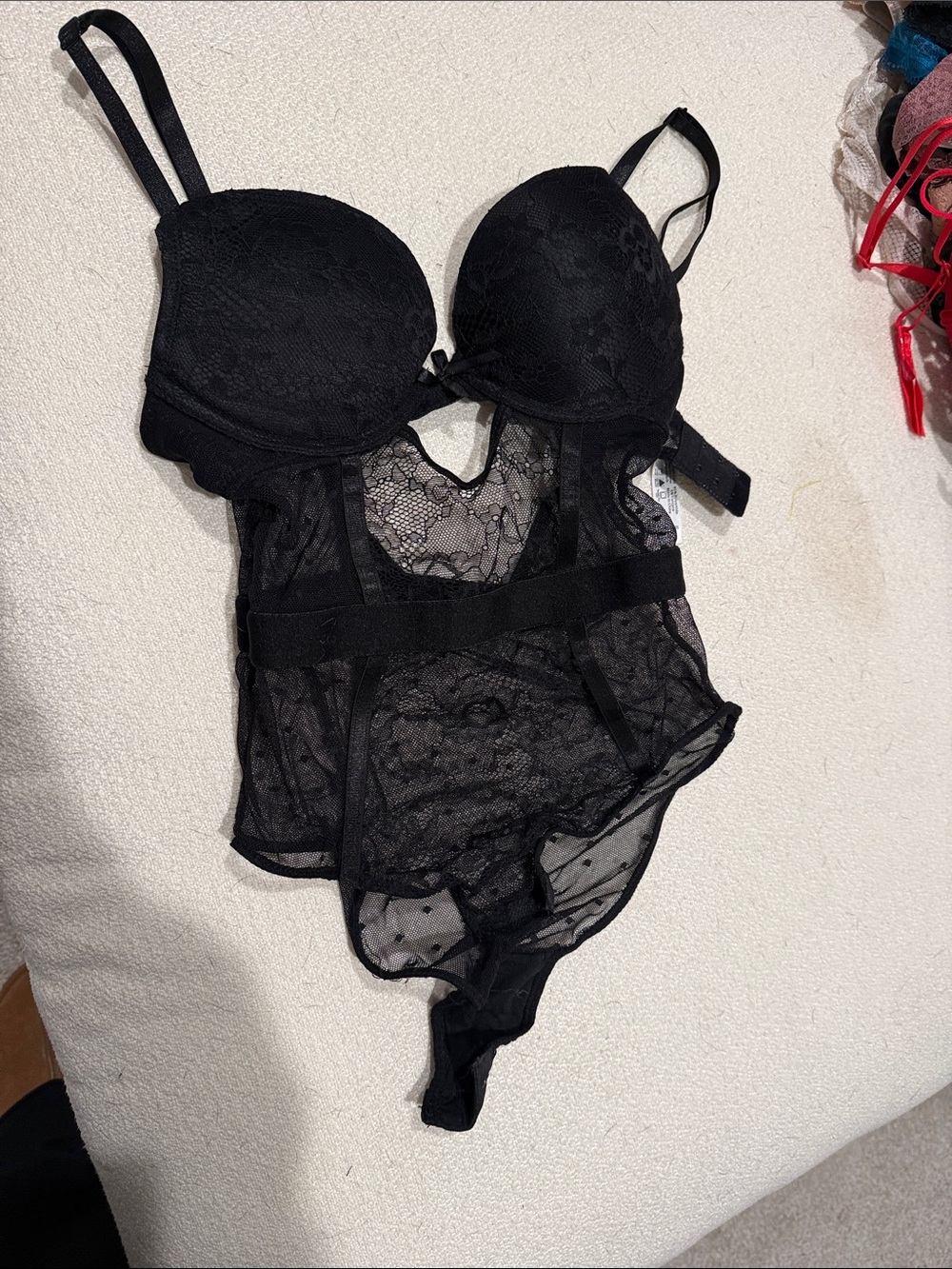 Black Lace Sheer Bodysuit Lingerie - Women Intimates